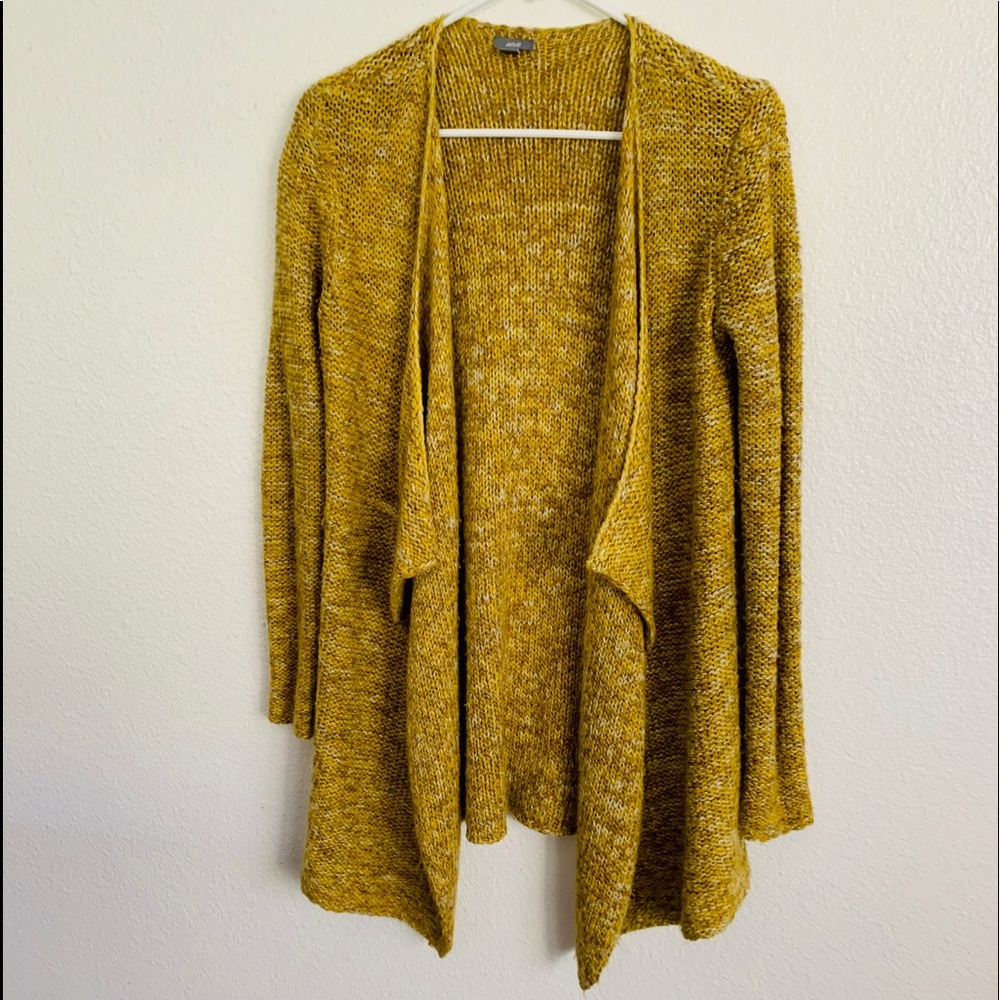 Aerie Mustard Yellow Open Front Cardigan